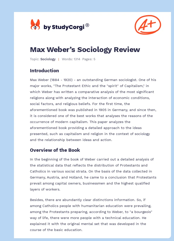 Max Weber’s Sociology Review. Page 1