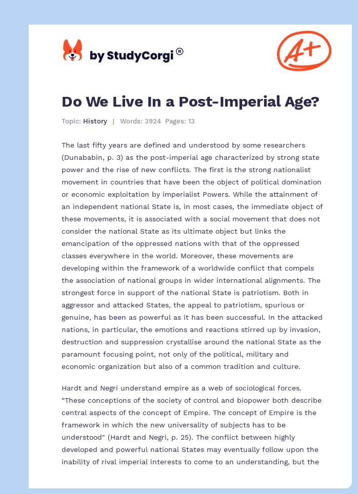 Do We Live In a Post-Imperial Age?. Page 1
