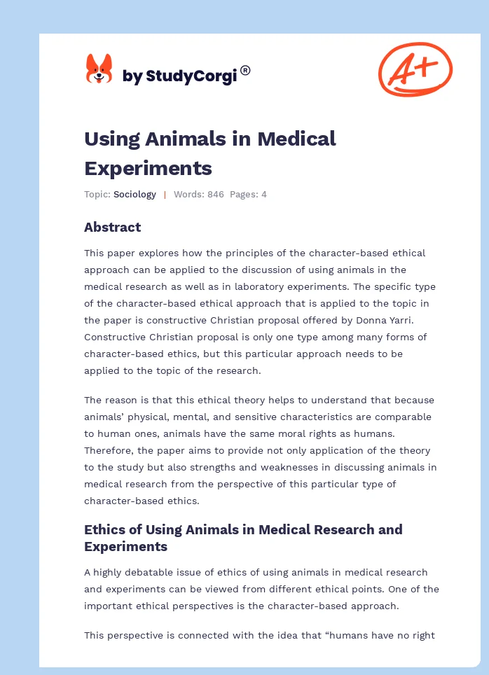 Using Animals in Medical Experiments. Page 1
