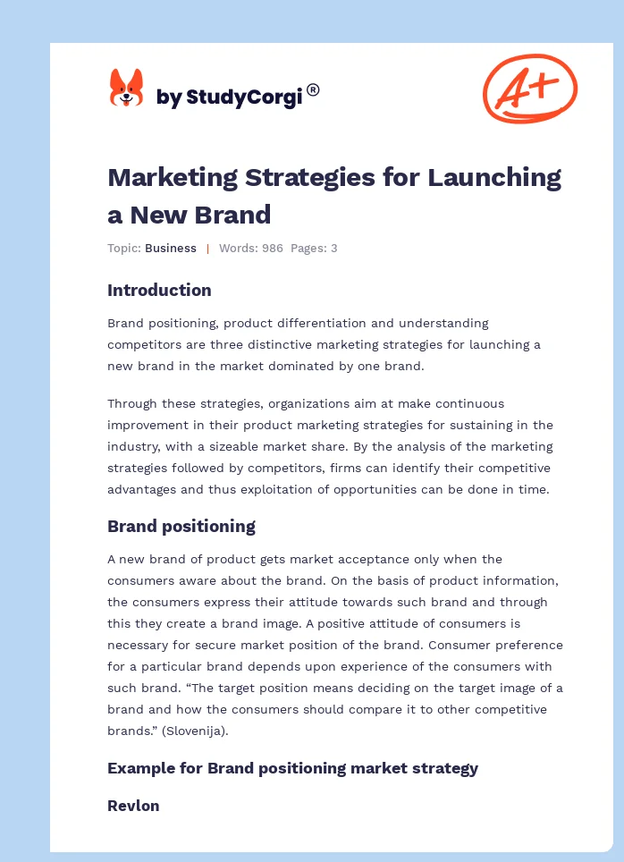 Marketing Strategies for Launching a New Brand. Page 1