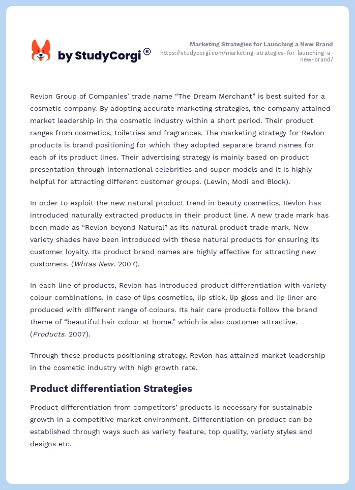 Marketing Strategies for Launching a New Brand. Page 2