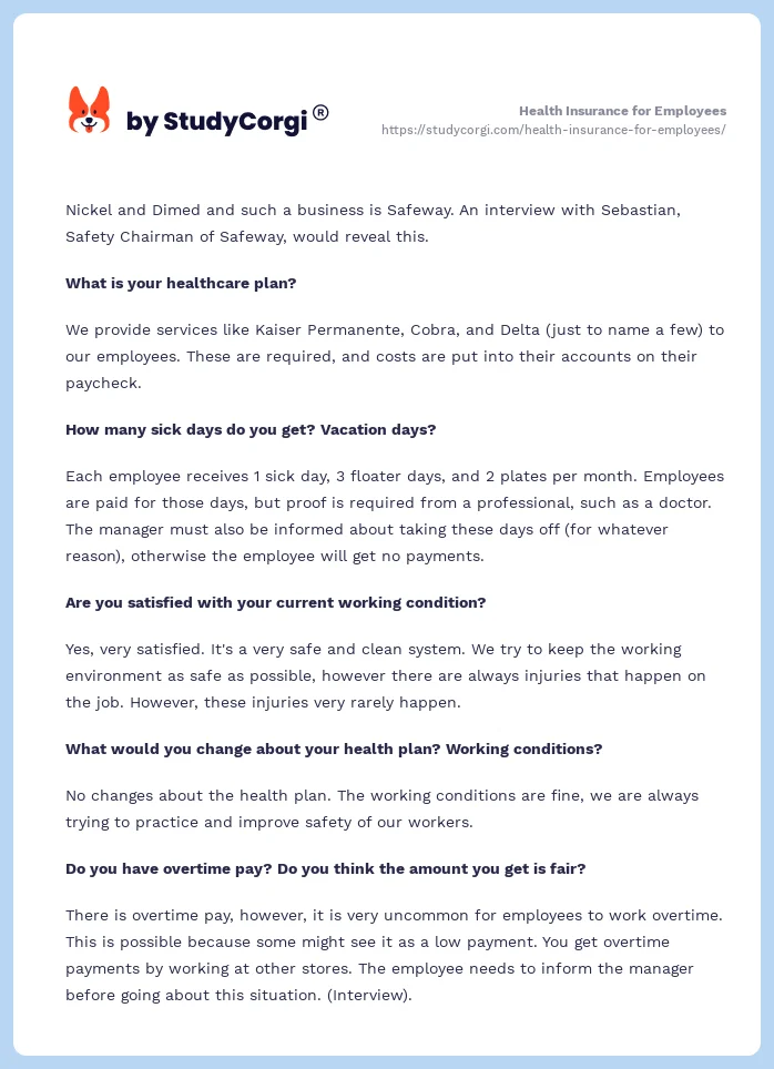 Health Insurance for Employees. Page 2