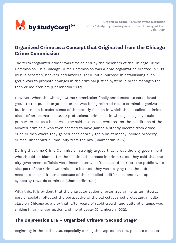 Organized Crime: Forming of the Definition. Page 2