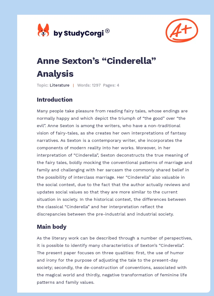 Anne Sexton’s “Cinderella” Analysis. Page 1