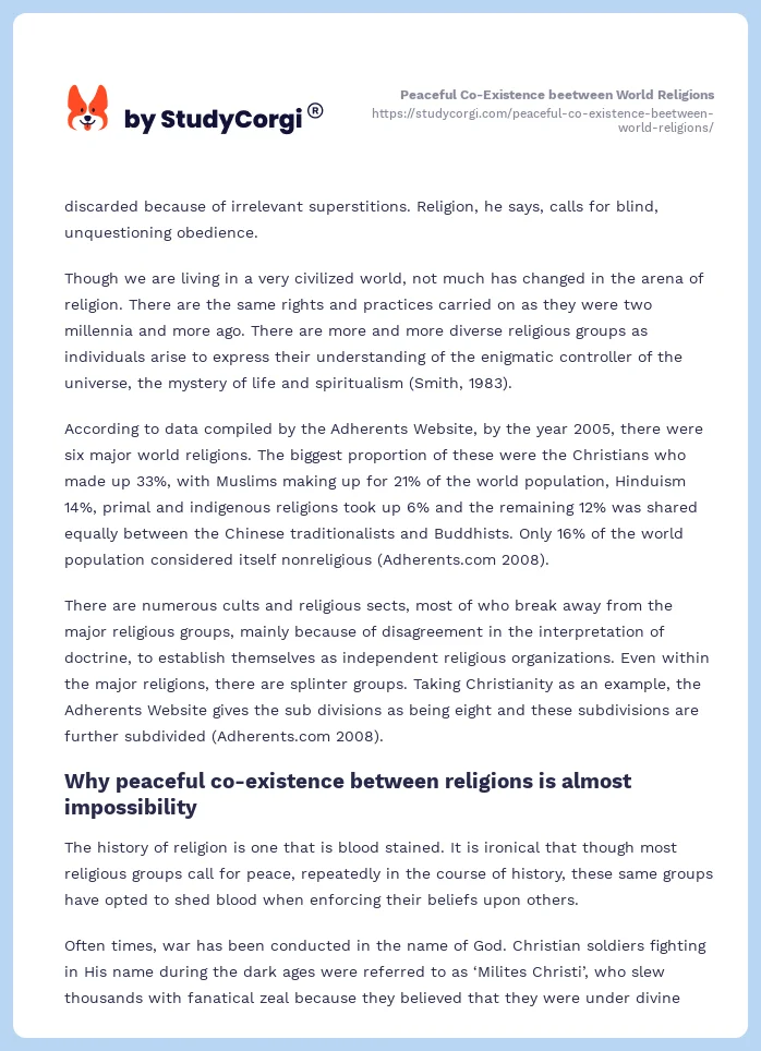 Peaceful Co-Existence beetween World Religions. Page 2