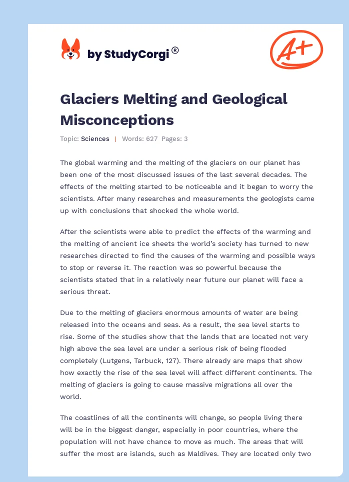Glaciers Melting and Geological Misconceptions. Page 1