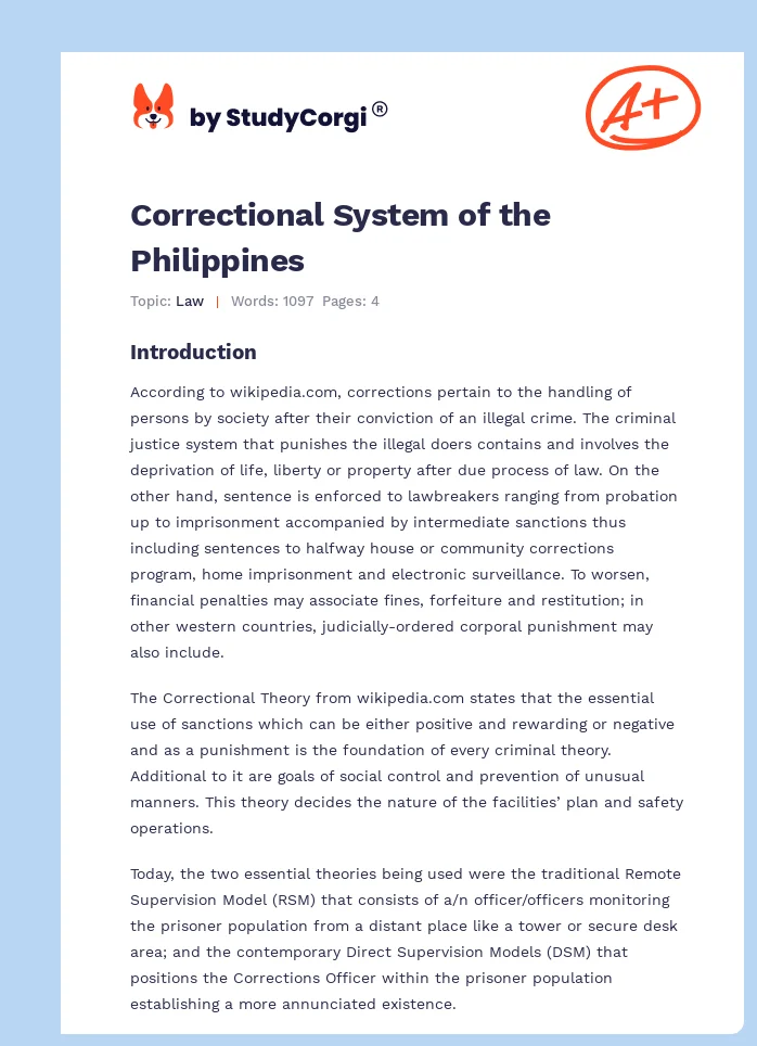 Correctional System of the Philippines. Page 1