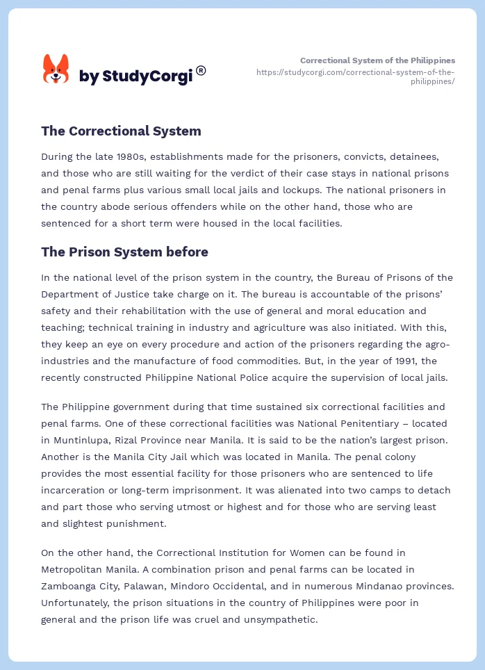 Correctional System of the Philippines. Page 2