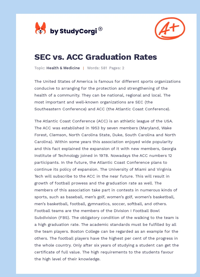 SEC vs. ACC Graduation Rates. Page 1
