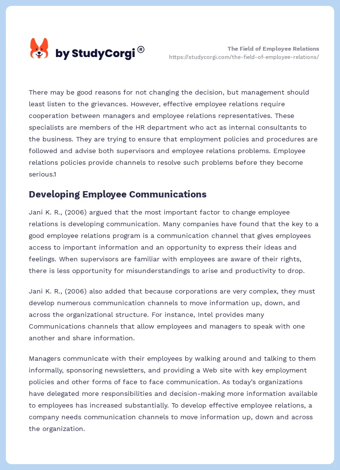 The Field of Employee Relations. Page 2