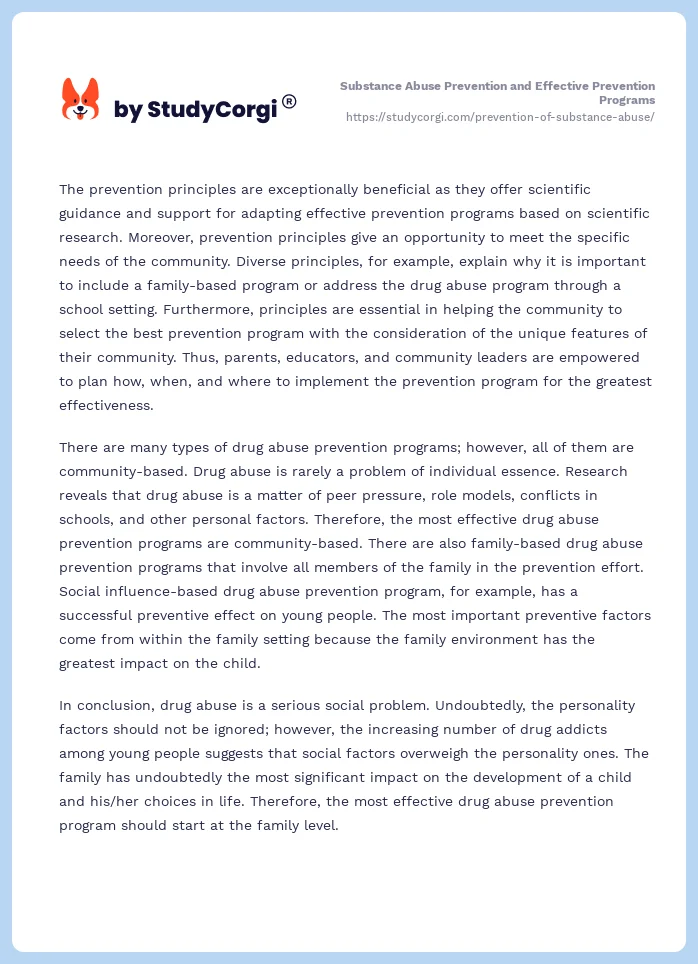 Substance Abuse Prevention and Effective Prevention Programs. Page 2