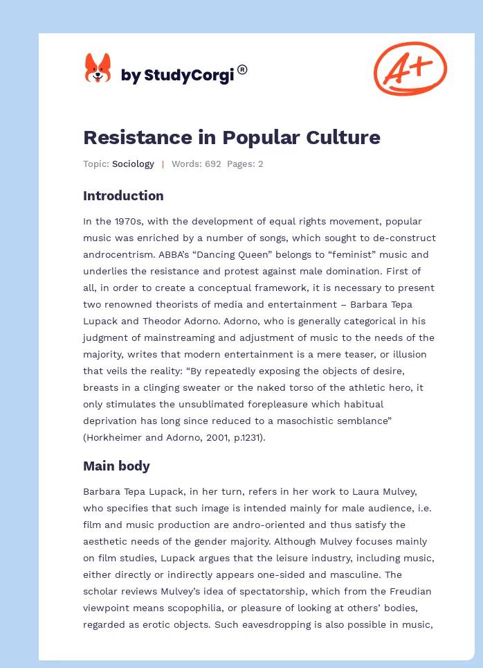 Resistance in Popular Culture. Page 1