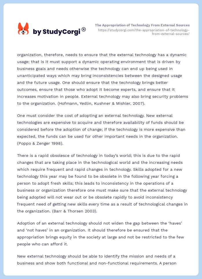 The Appropriation of Technology From External Sources. Page 2