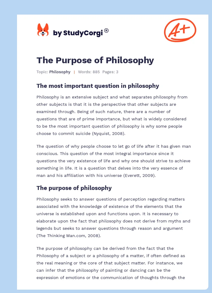 The Purpose of Philosophy. Page 1
