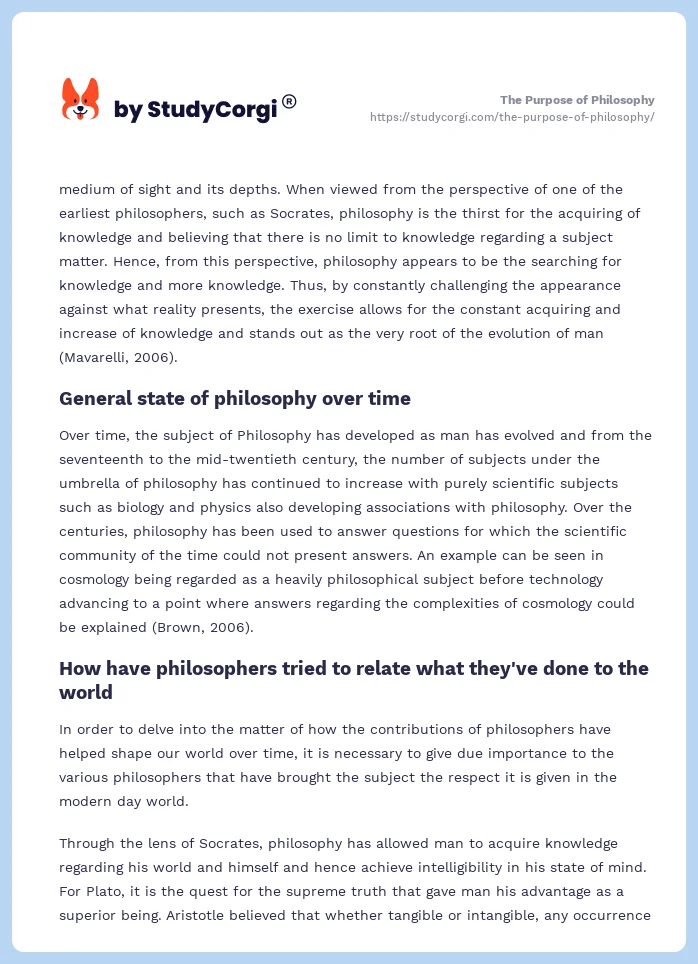 The Purpose of Philosophy. Page 2