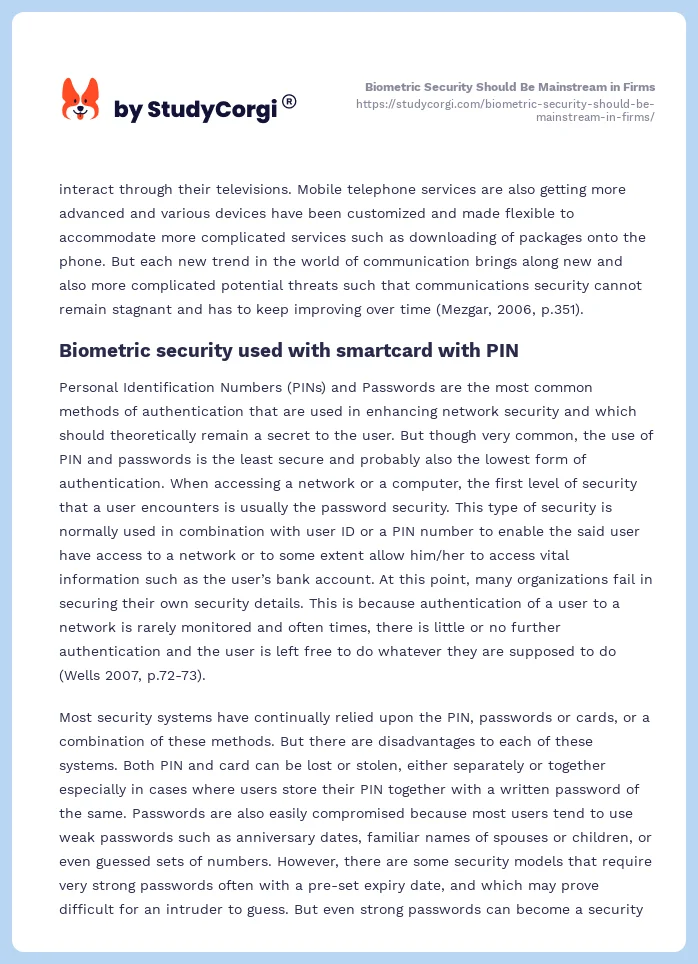 Biometric Security Should Be Mainstream in Firms. Page 2
