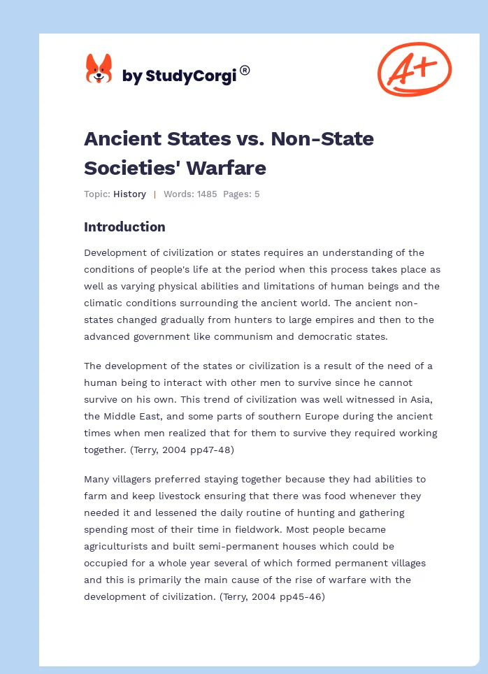 Ancient States vs. Non-State Societies' Warfare. Page 1