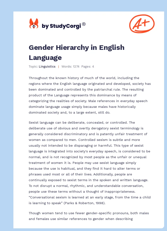 Gender Hierarchy in English Language. Page 1