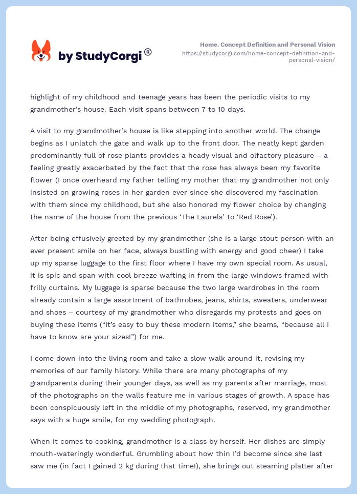 Home. Concept Definition and Personal Vision. Page 2