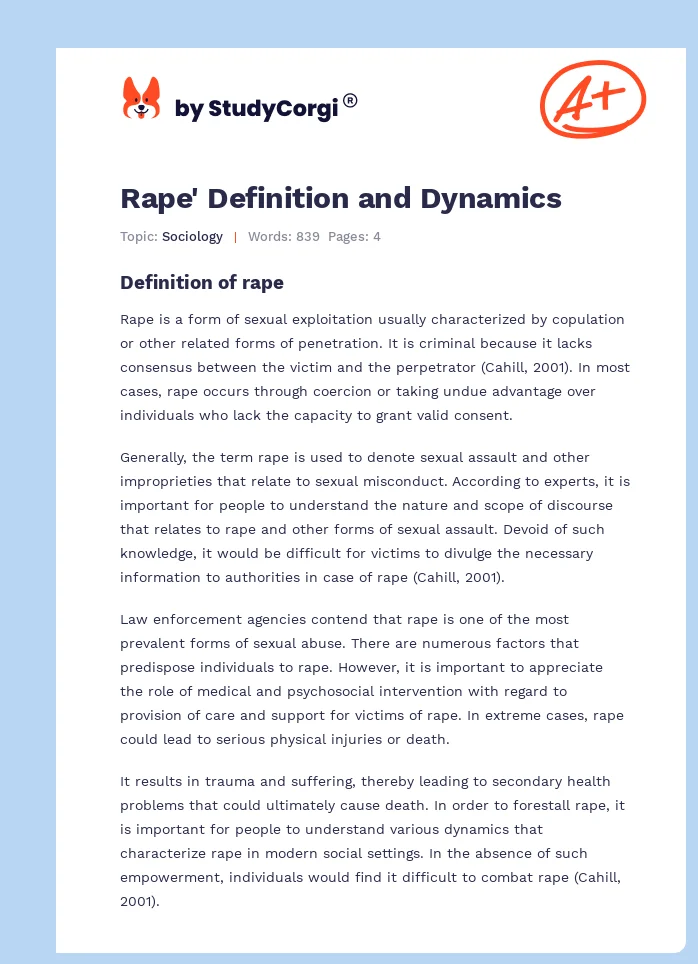 Rape' Definition and Dynamics. Page 1