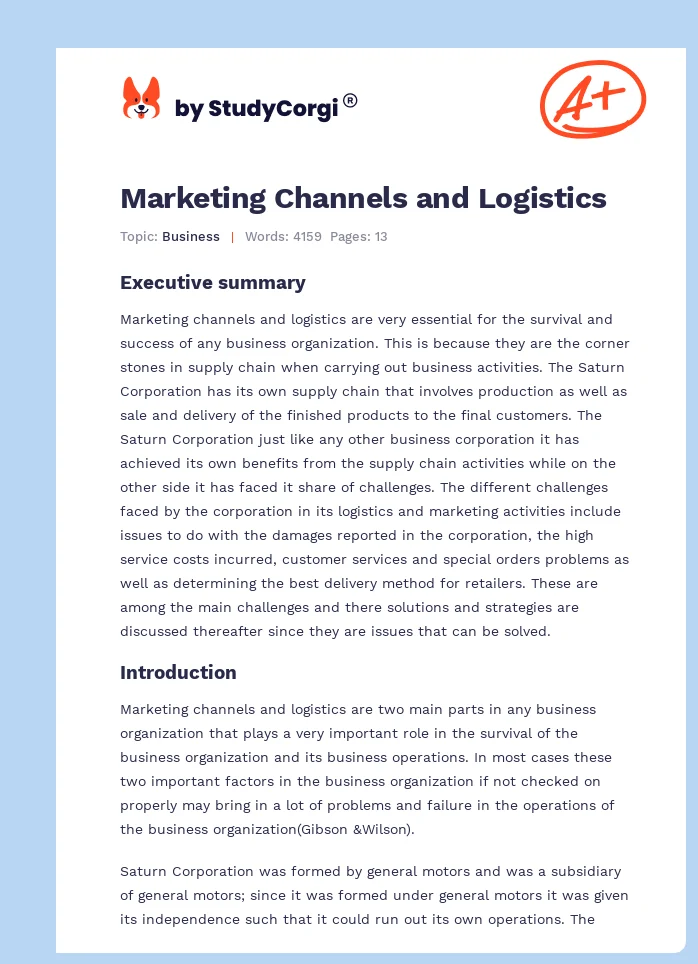 Marketing Channels and Logistics. Page 1