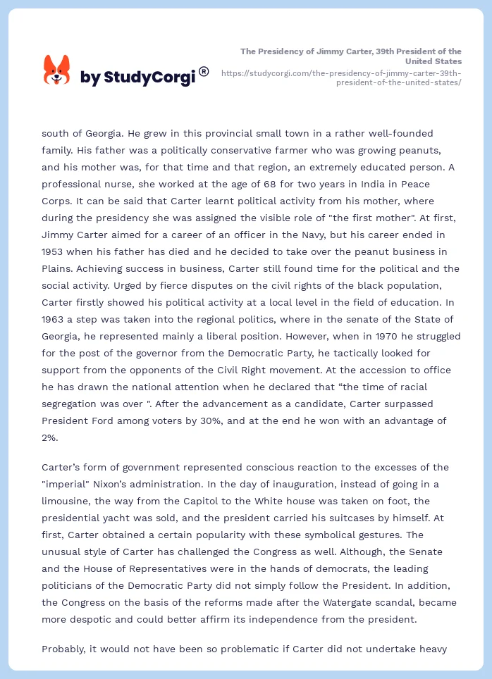 The Presidency of Jimmy Carter, 39th President of the United States. Page 2
