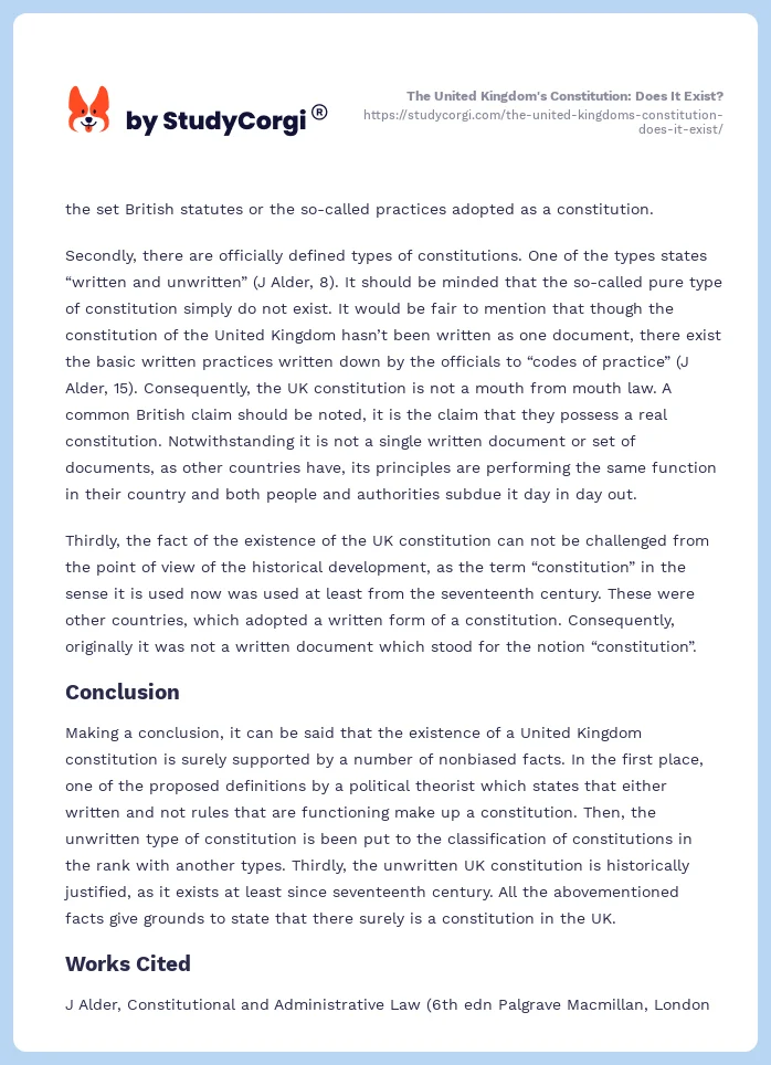 The United Kingdom's Constitution: Does It Exist?. Page 2