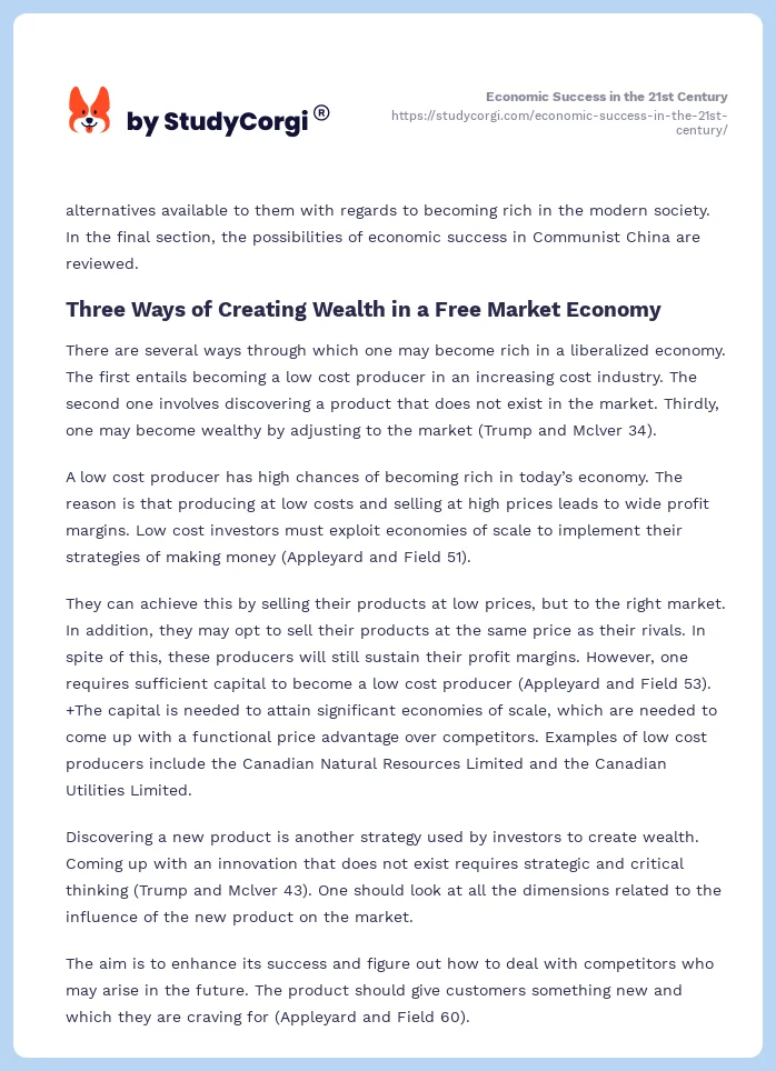 Economic Success in the 21st Century. Page 2