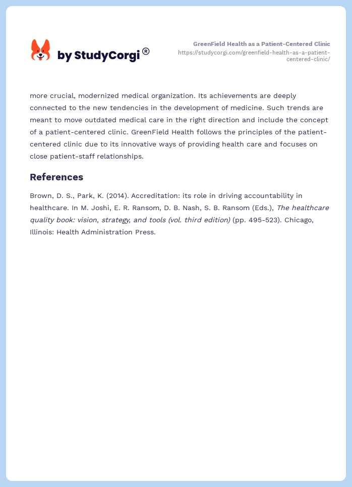 GreenField Health as a Patient-Centered Clinic. Page 2
