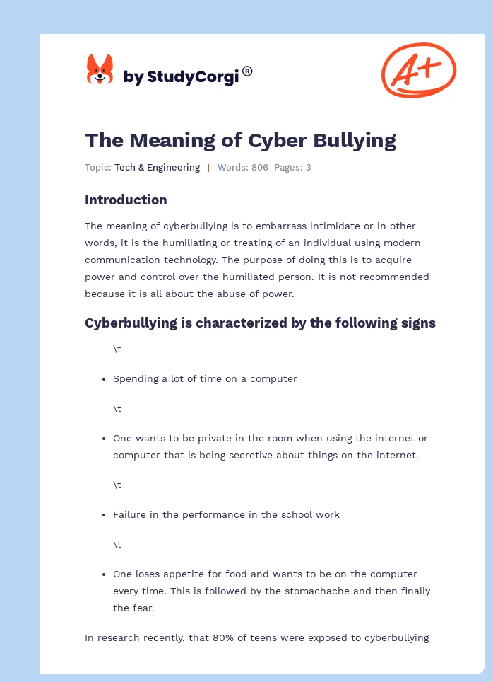 The Meaning of Cyber Bullying. Page 1
