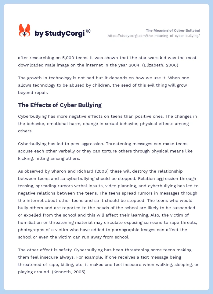 The Meaning of Cyber Bullying. Page 2