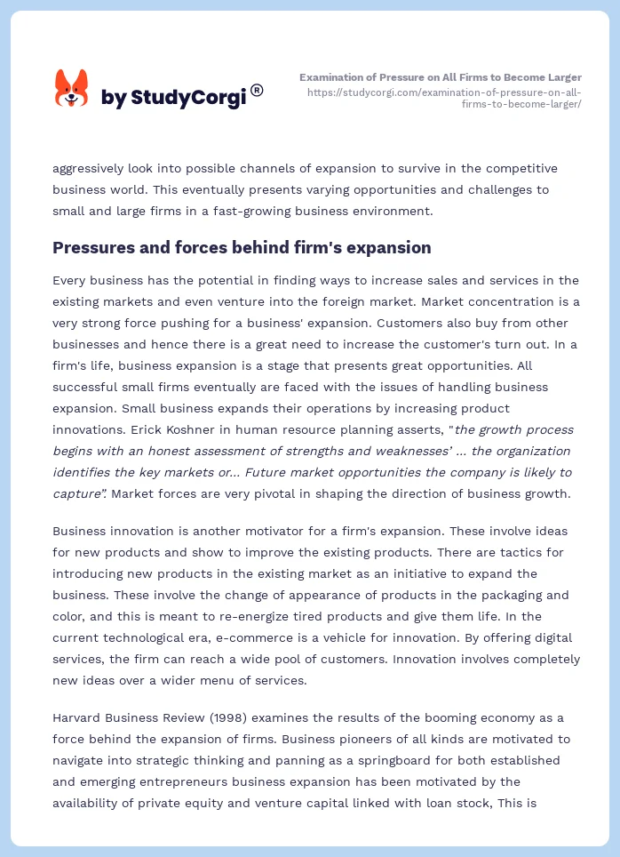 Examination of Pressure on All Firms to Become Larger. Page 2