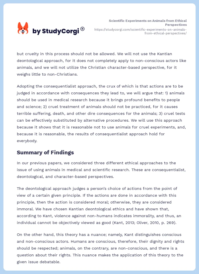 Scientific Experiments on Animals from Ethical Perspectives. Page 2