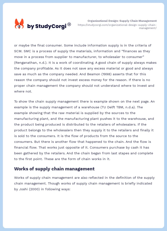 Organizational Design: Supply Chain Management. Page 2