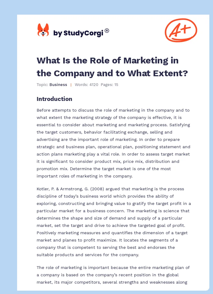 what-is-the-role-of-marketing-in-the-company-and-to-what-extent-free