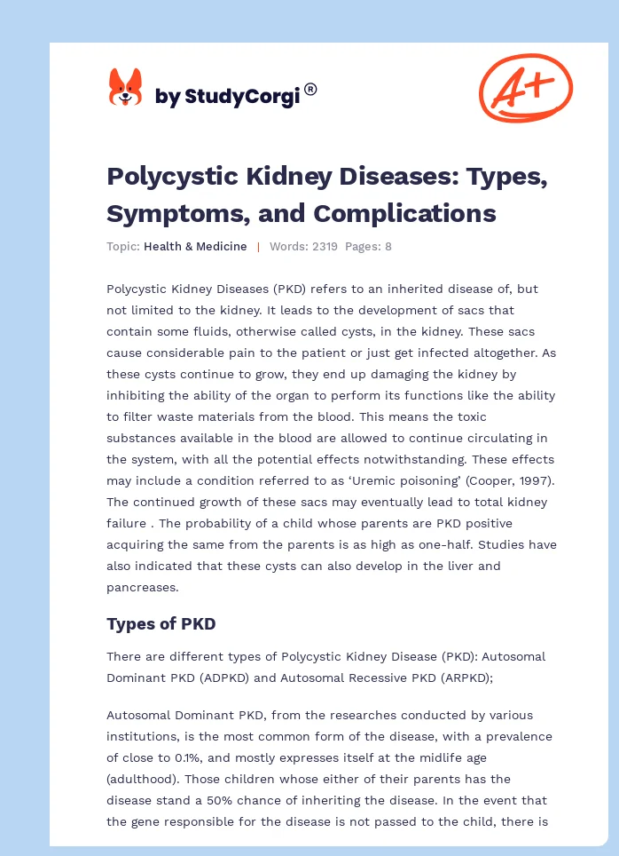 Polycystic Kidney Diseases: Types, Symptoms, and Complications. Page 1