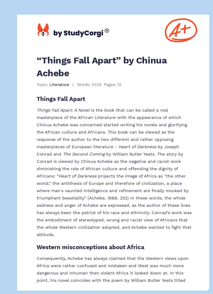 “Things Fall Apart” by Chinua Achebe. Page 1