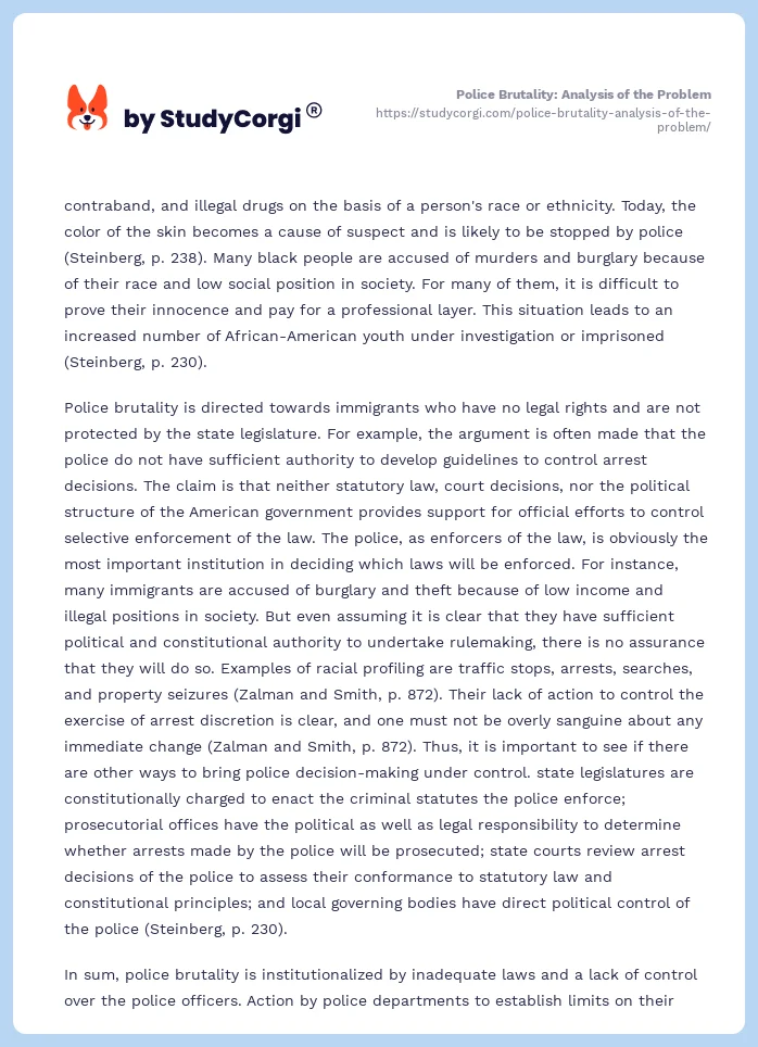 Police Brutality: Analysis of the Problem. Page 2