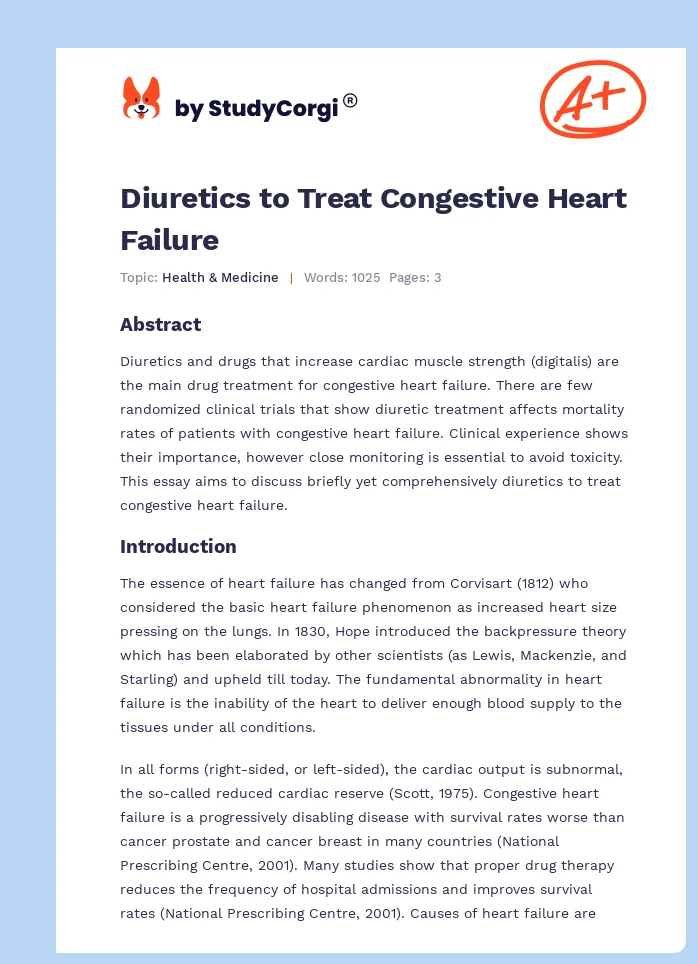 Diuretics to Treat Congestive Heart Failure. Page 1