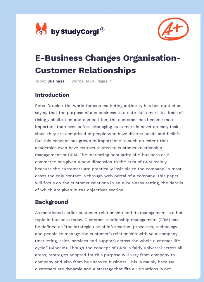E-Business Changes Organisation-Customer Relationships. Page 1