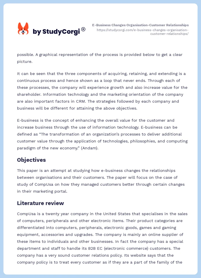 E-Business Changes Organisation-Customer Relationships. Page 2