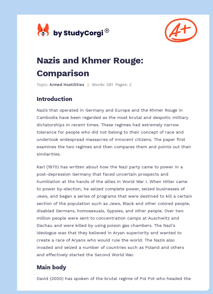 Nazis and Khmer Rouge: Comparison. Page 1