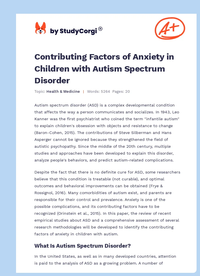 Contributing Factors of Anxiety in Children with Autism Spectrum Disorder. Page 1