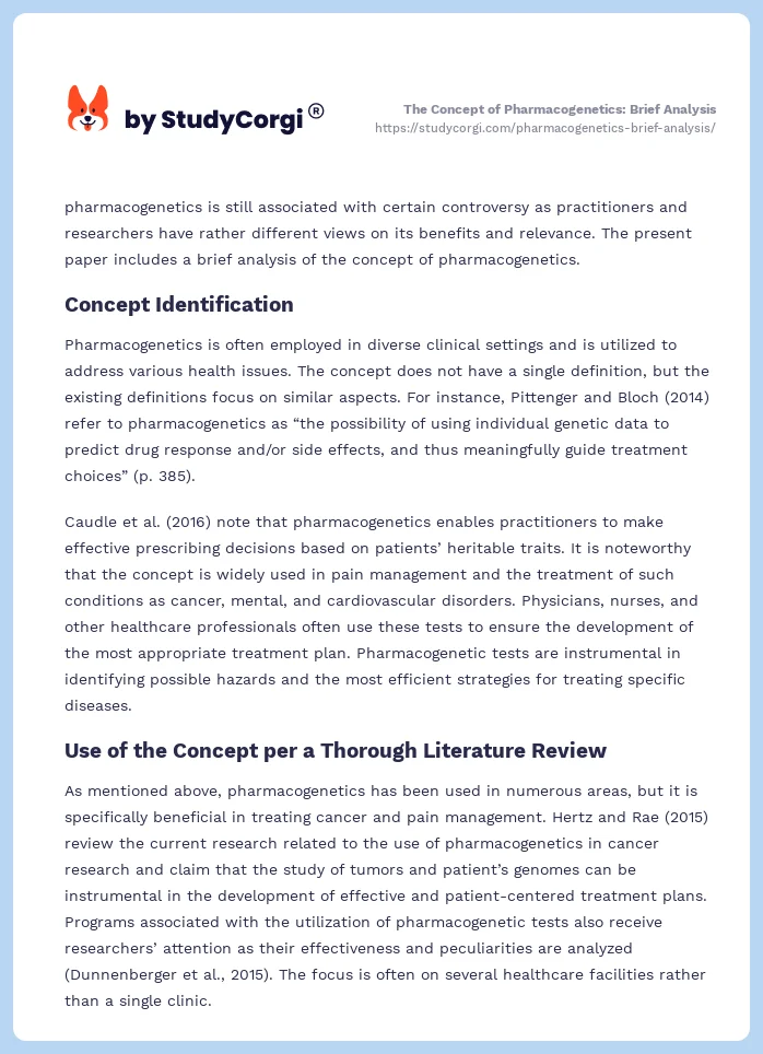 The Concept of Pharmacogenetics: Brief Analysis. Page 2