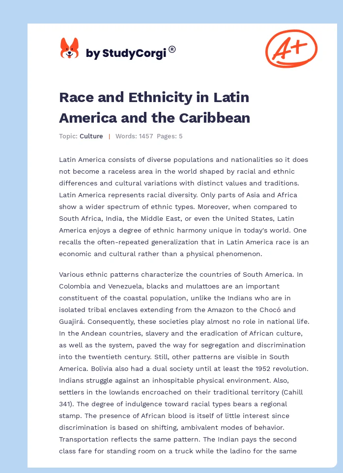 Race and Ethnicity in Latin America and the Caribbean. Page 1