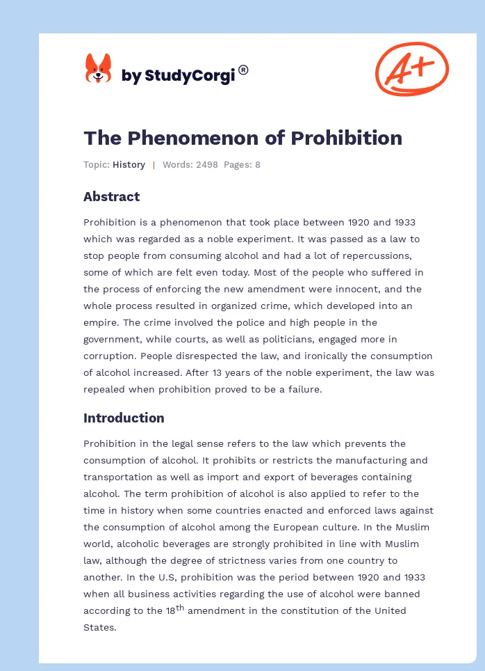 The Phenomenon of Prohibition. Page 1