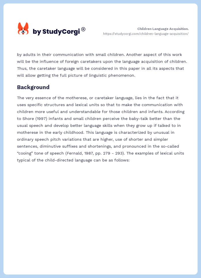 Children Language Acquisition.. Page 2
