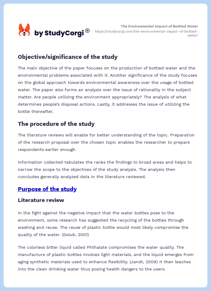 The Environmental Impact of Bottled Water. Page 2