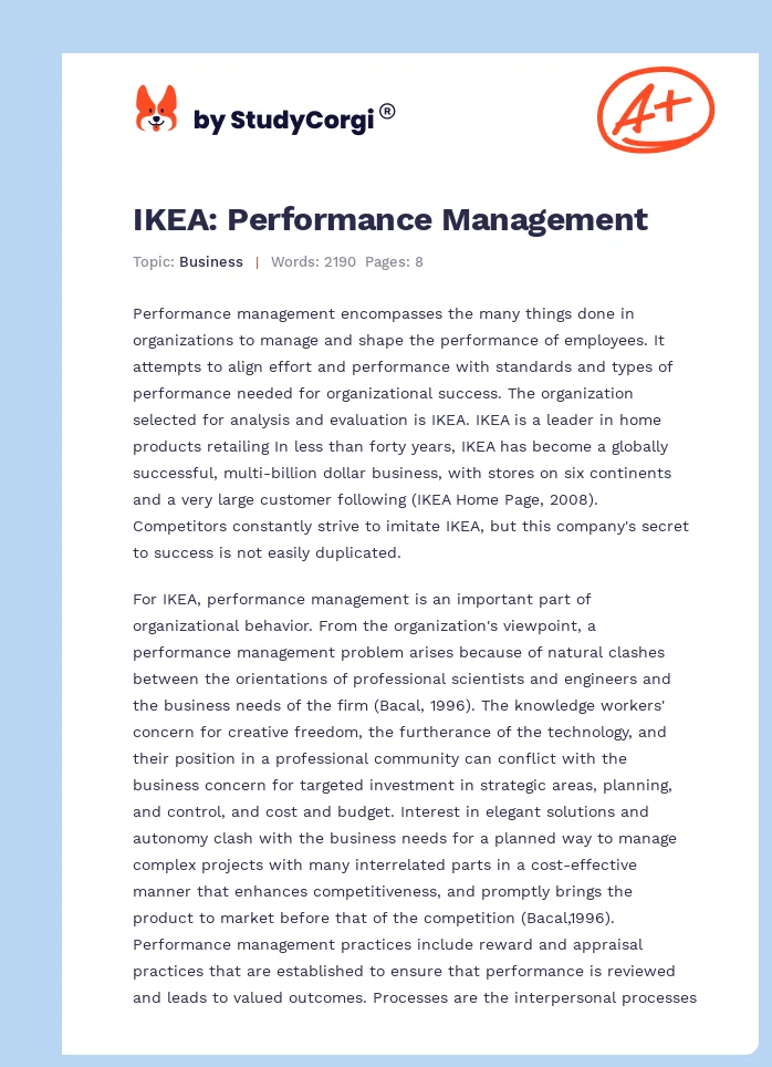 IKEA: Performance Management. Page 1