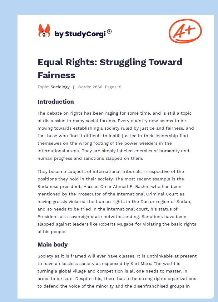 Equal Rights: Struggling Toward Fairness. Page 1